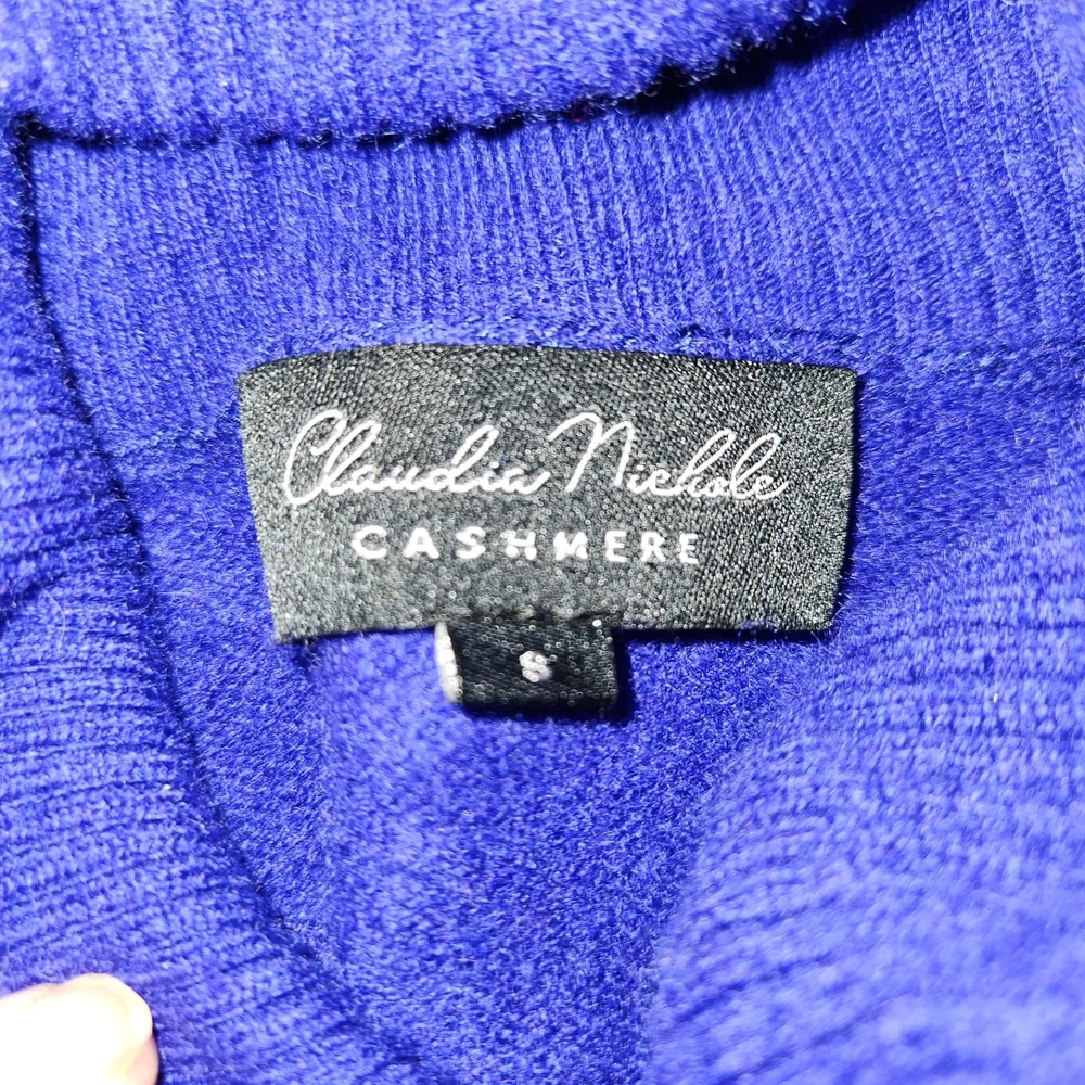 Claudia Nichole 100% Cashmere Turtleneck Tunic Sweater Royal Blue Size S Pockets